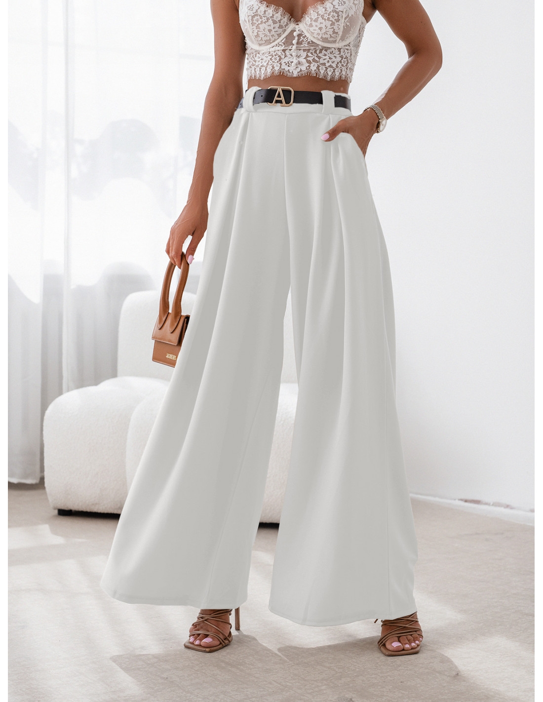 Spodnie z szeroką nogawką LIBERTY - białe