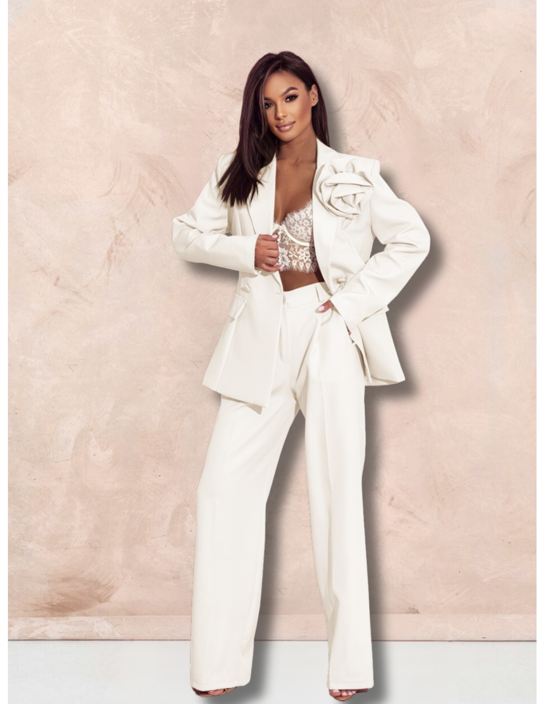 Garnitur z szerokimi spodniami ENOJA - biały