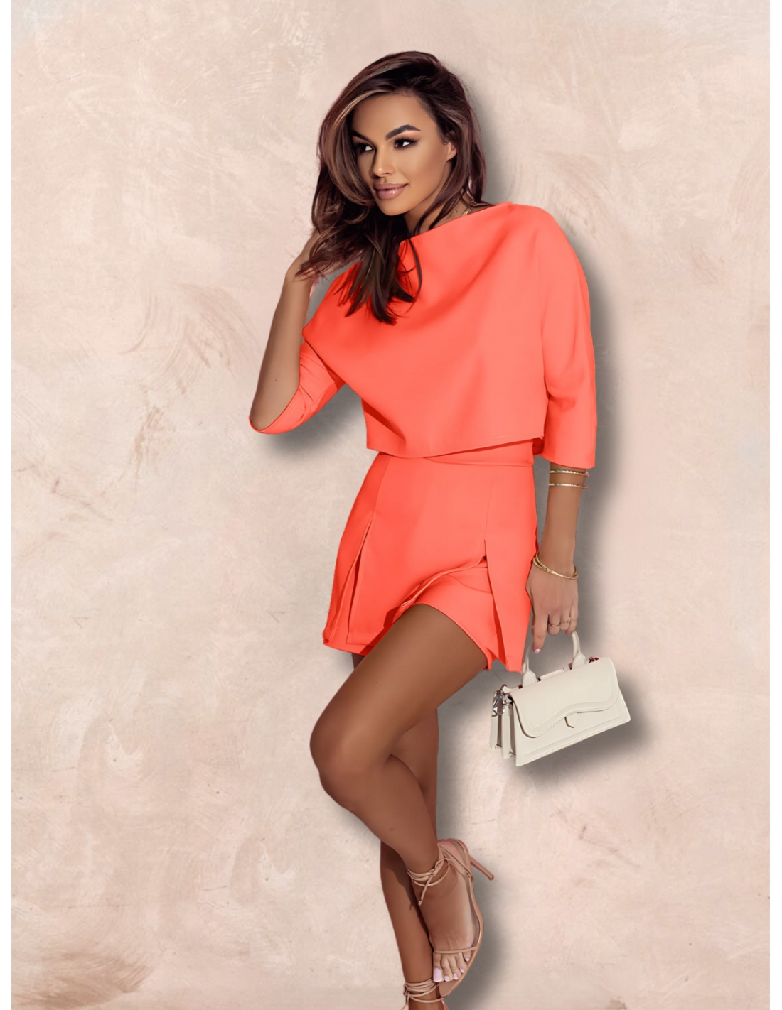 Stylowy komplet ze spódnicospodenkami INDIA - orange