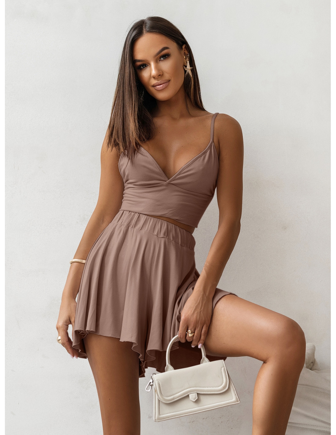 WP spódnico-spodenki z wiskozy - mocha mousse