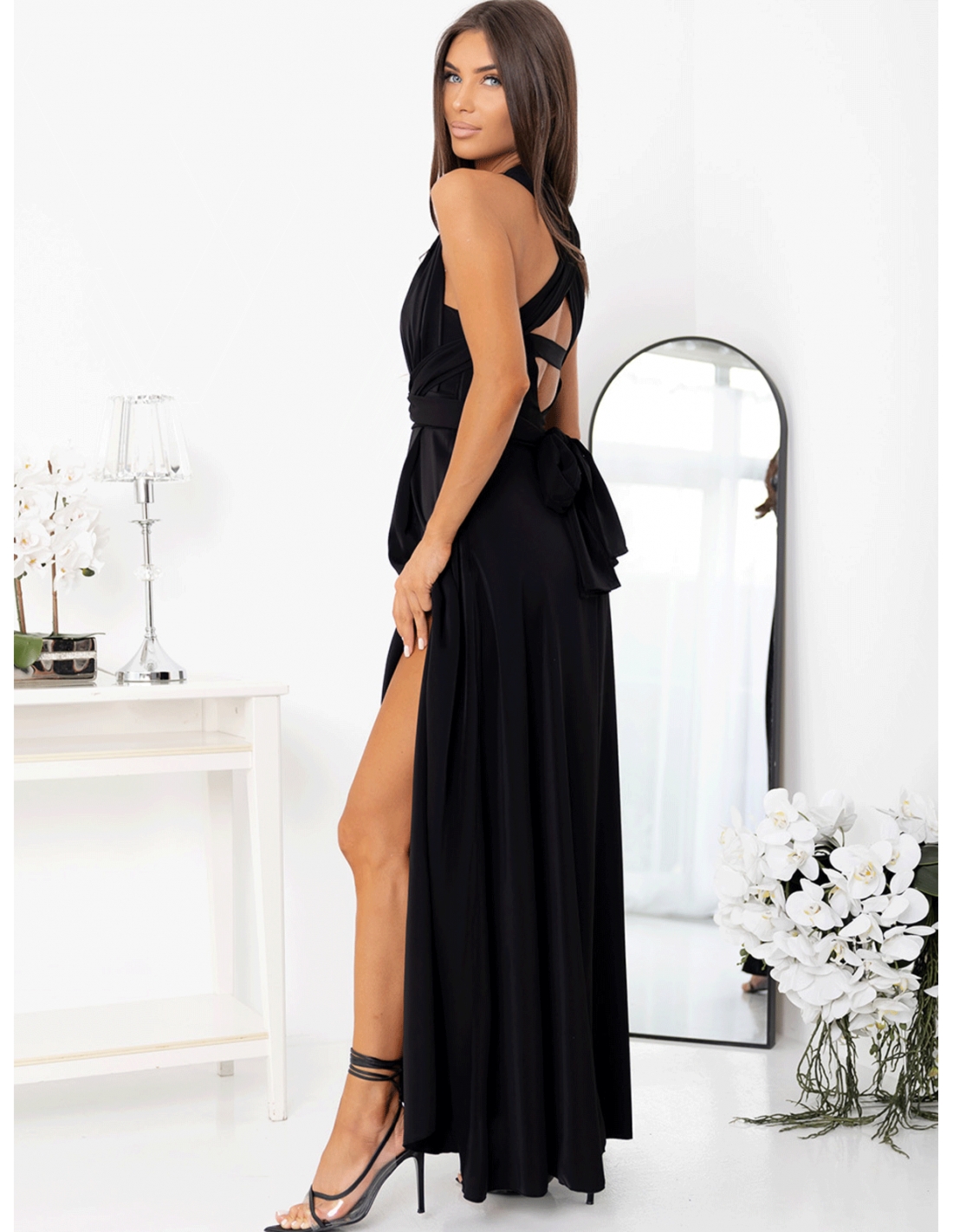 Sukienka maxi wiązana na wiele sposobów VIKIA - czarna