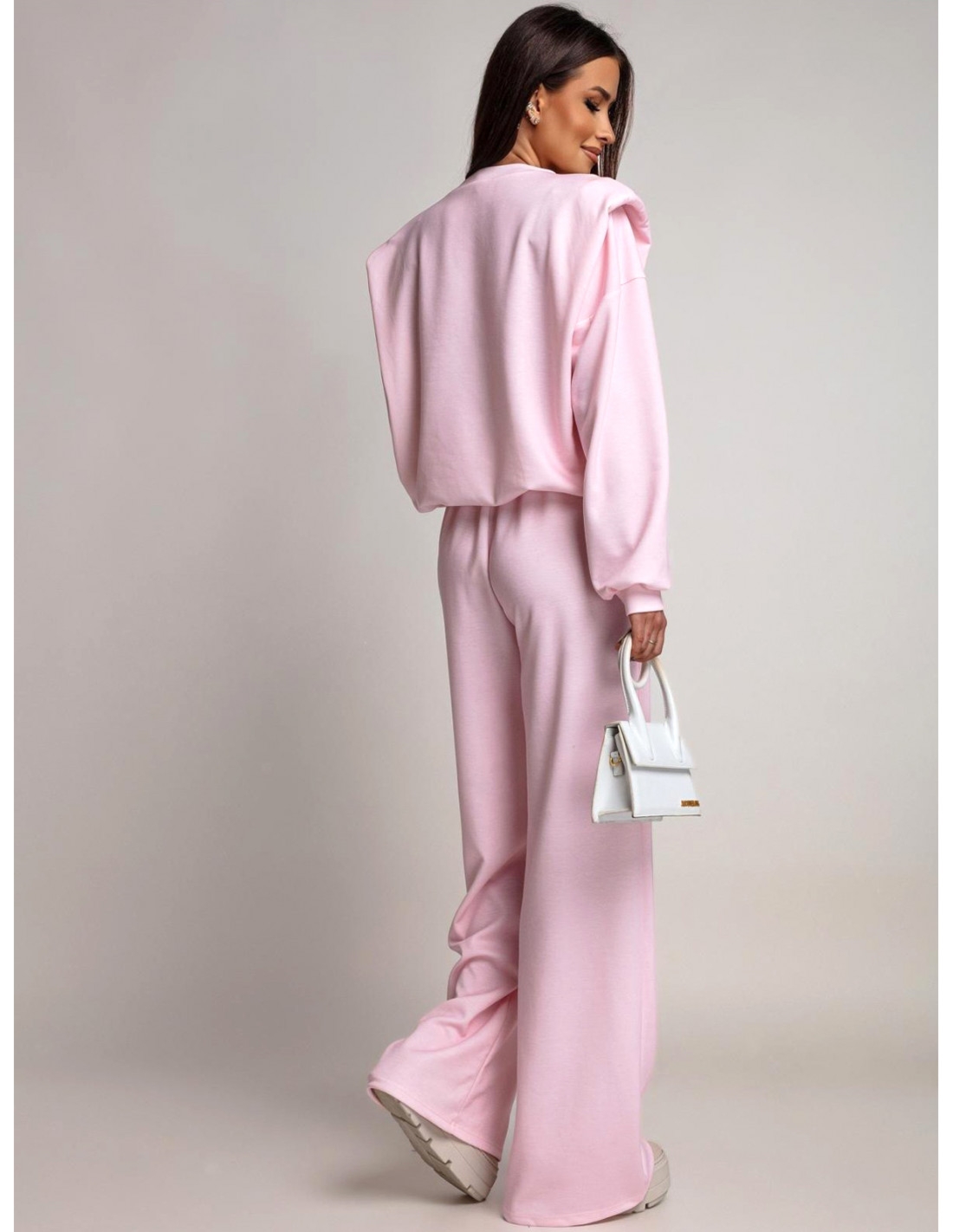 Komplet dresowy z szerokimi spodniami KIANO - pudrowy róż