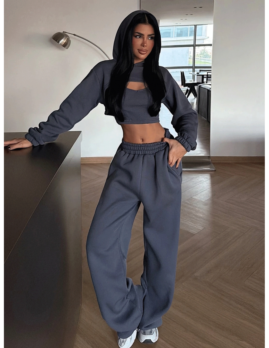 Stylowy komplet dresowy 3w1 LULA - grafitowy