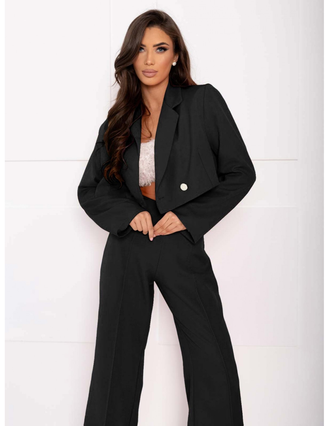 Garnitur z szerokimi spodniami HAJAM - czarny