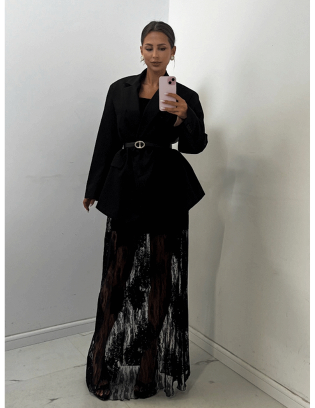 Koronkowa maxi spódnica ALETTA - czarna