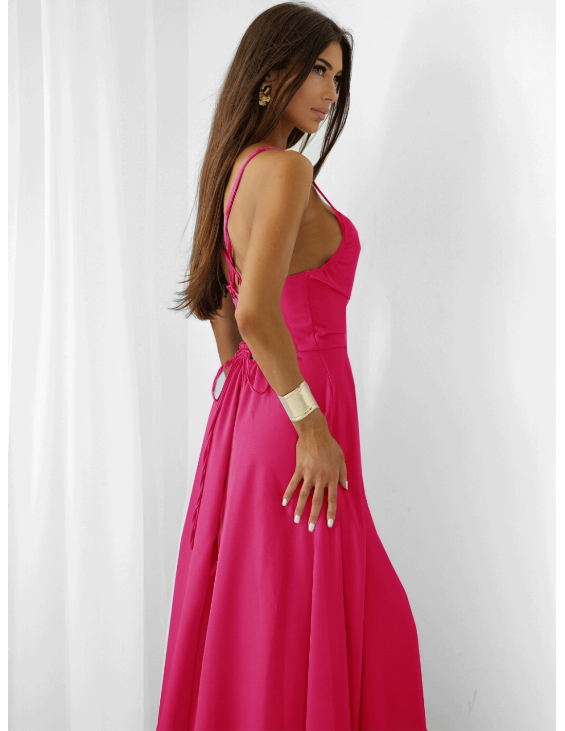 Sukienka maxi na ramiączkach LYANNE - fuksjowa