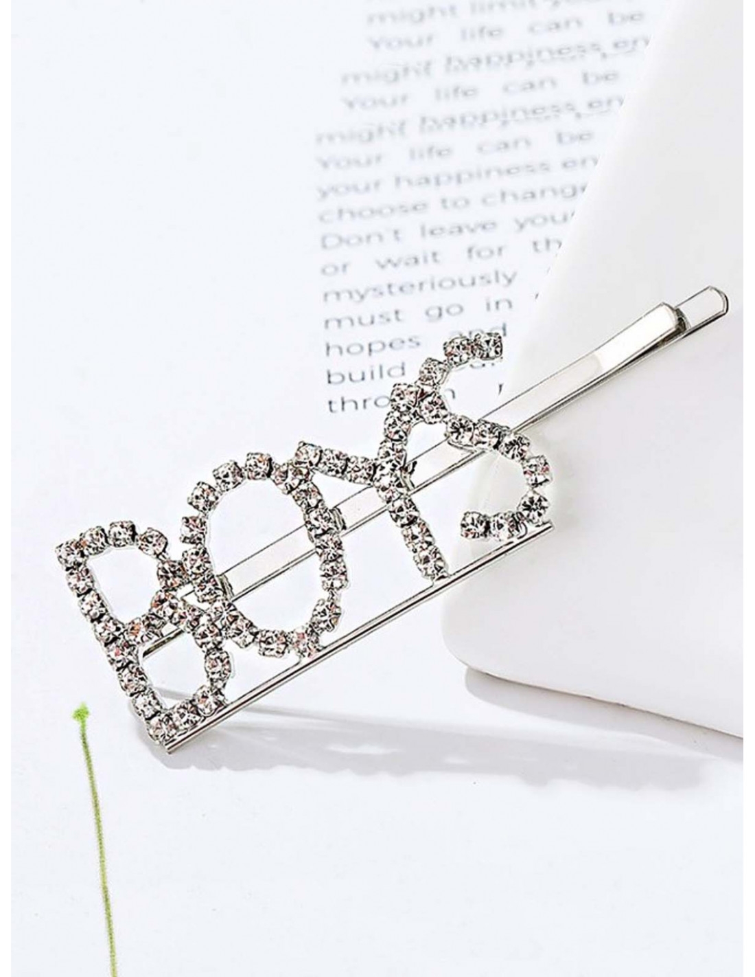 Wsuwka spinka do włosów napis kryształ BOYS - srebrna