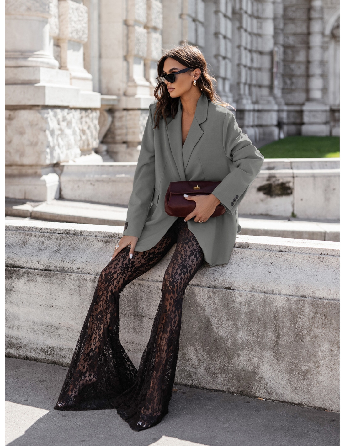 Stylowa marynarka oversize NEMERIA - szara