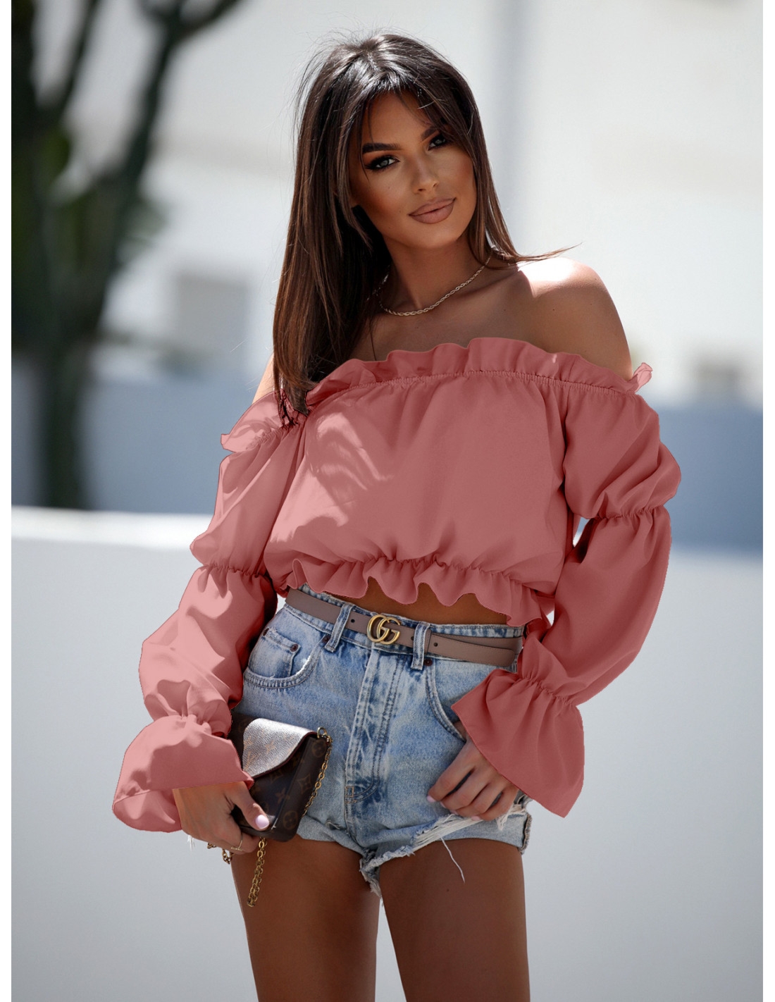 Seksowna bluzka hiszpanka DOLORES - brudny róż