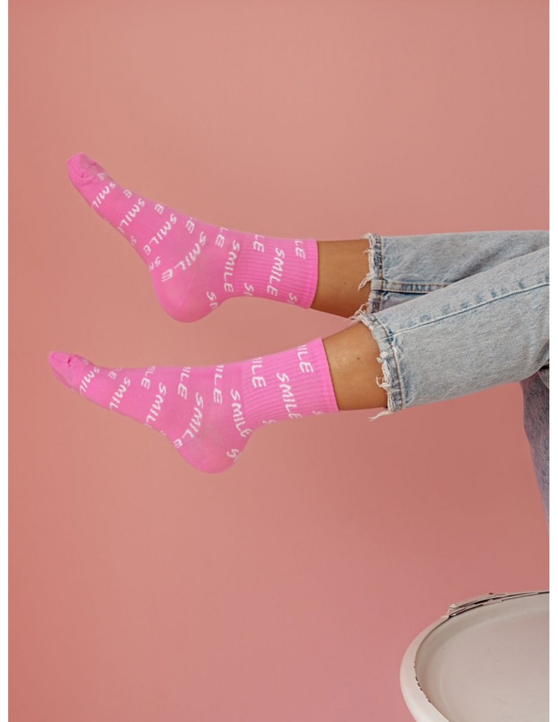 Skarpetki damskie SMILE - różowe