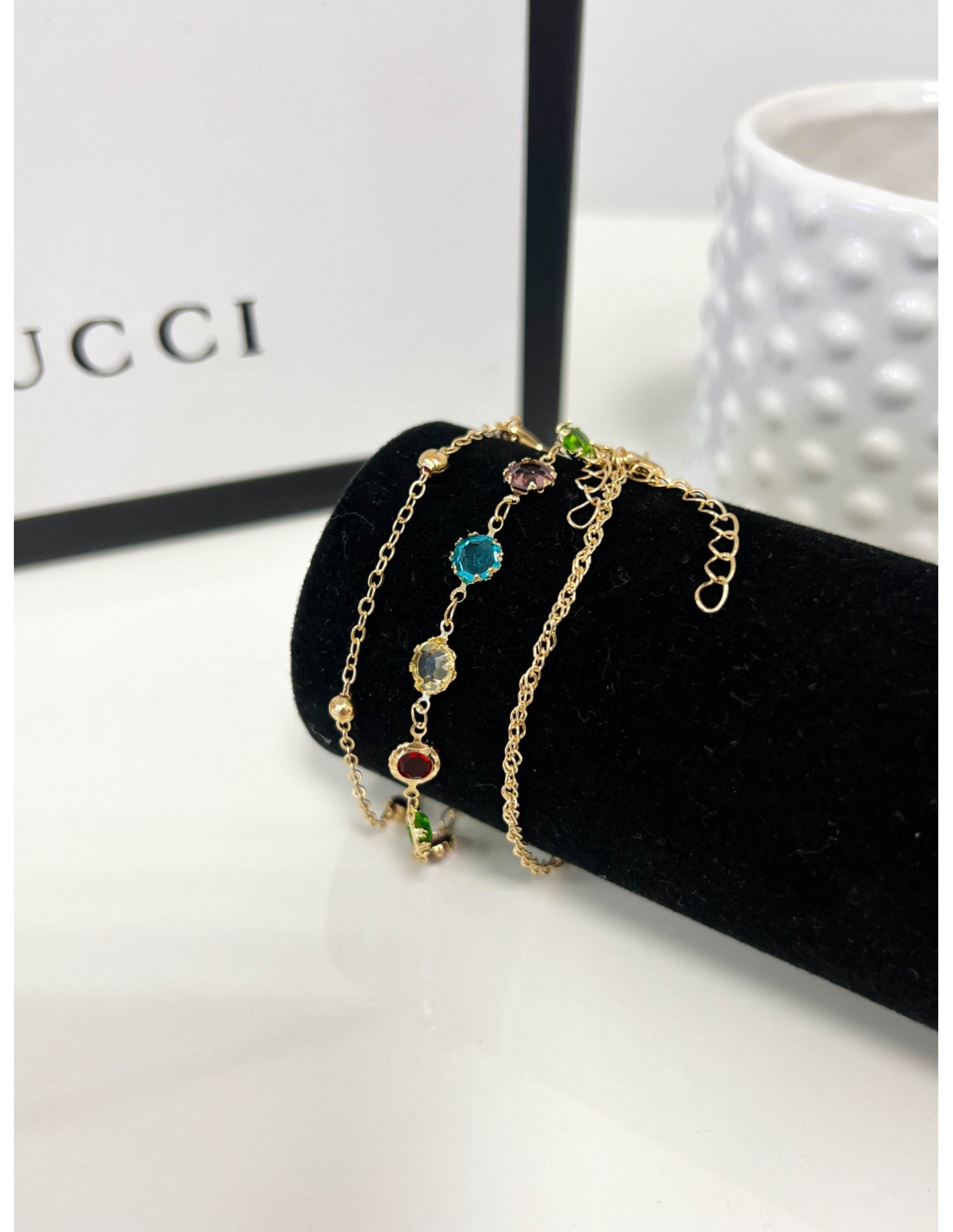 Komplet 3 par bransoletek - złote