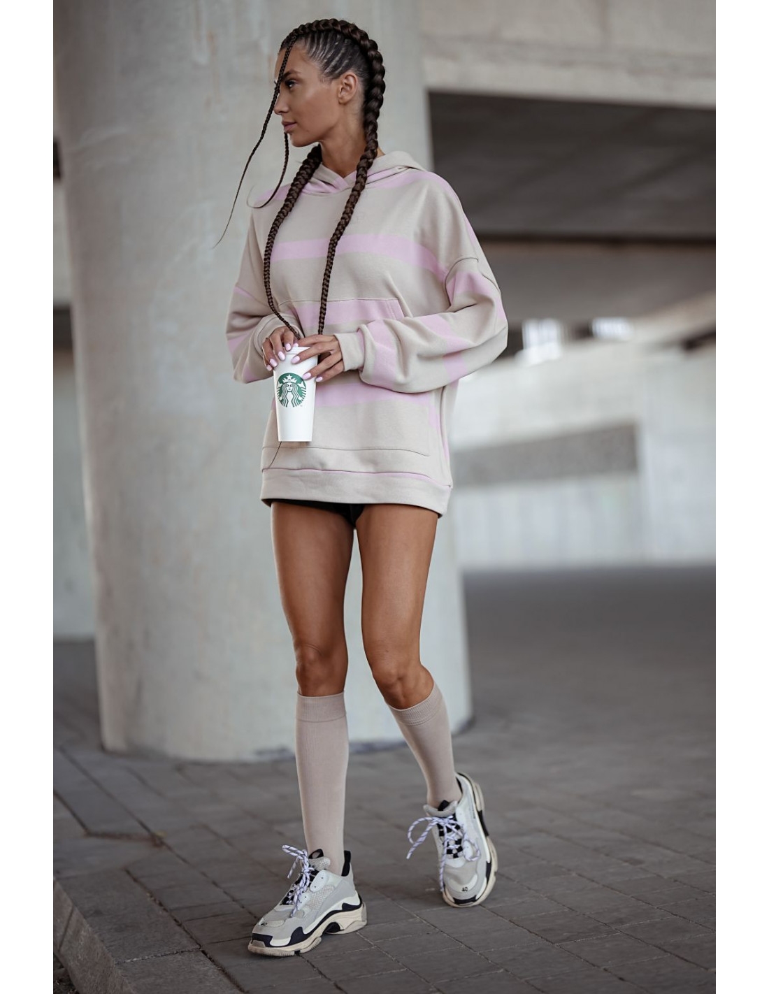 Podkolanówki skarpety gładkie TELNA - beżowe