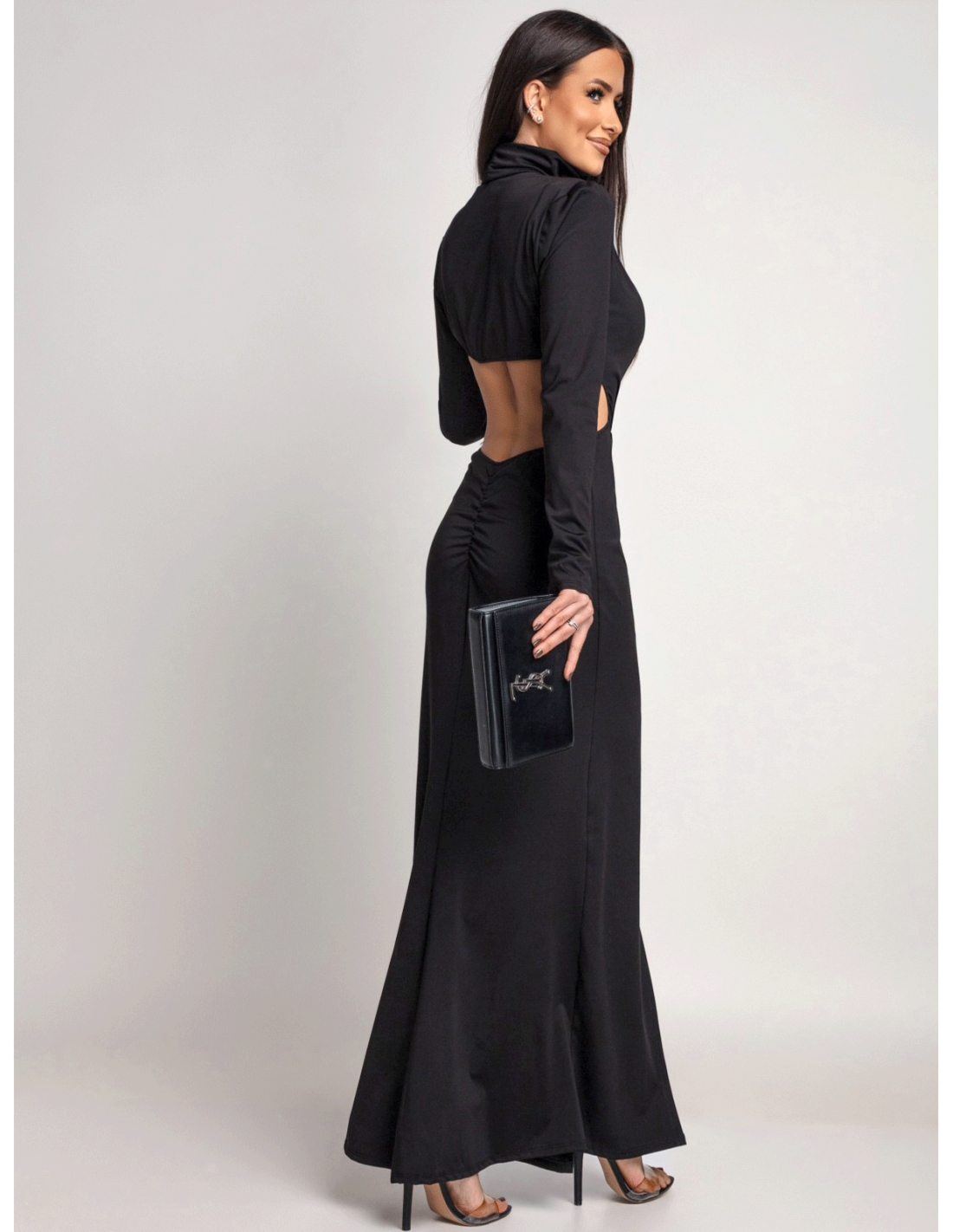 Sukienka maxi z odkrytymi plecami CALTIA - czarna