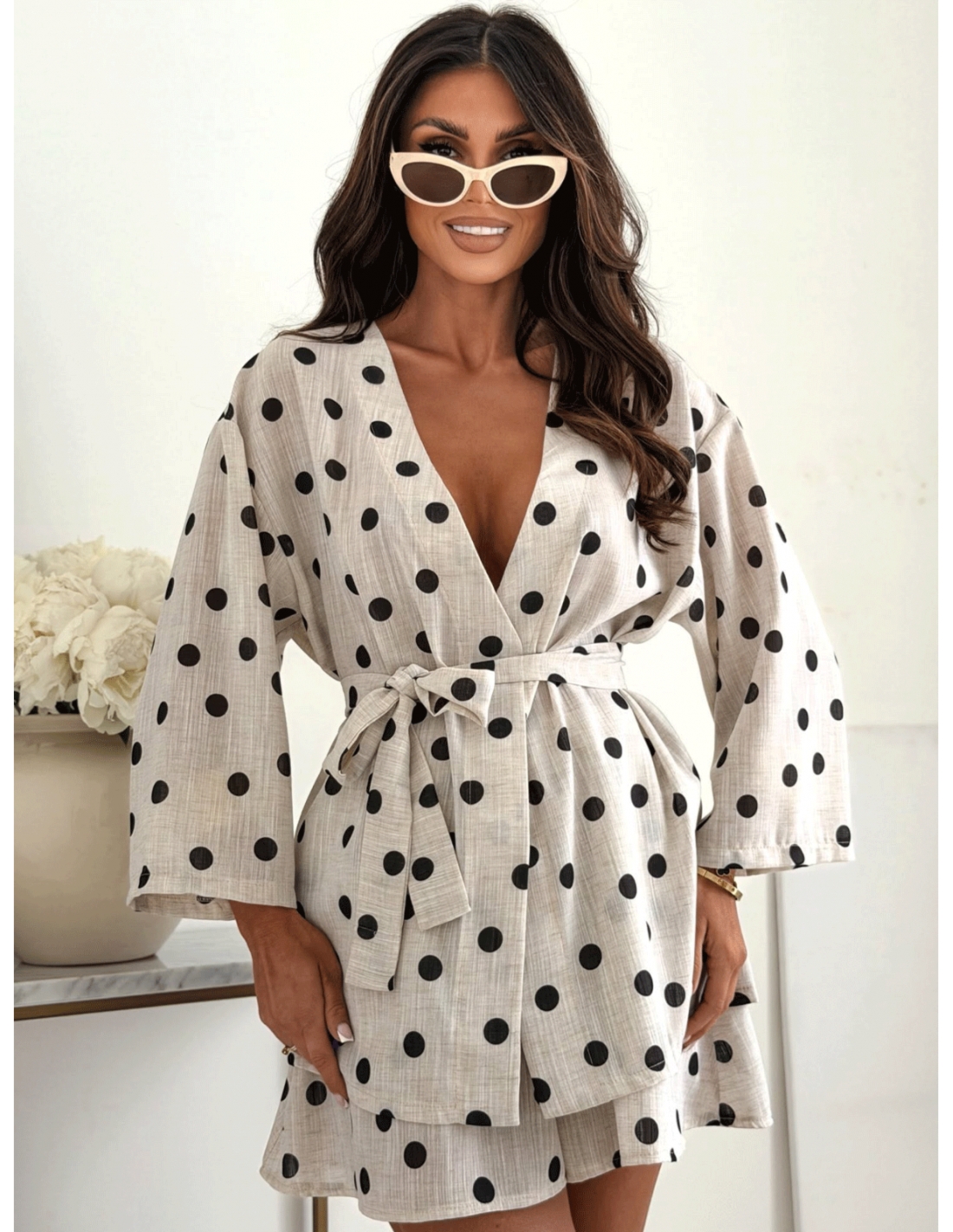 Bawełniany komplet 2w1 kimono i spodenki WYNNE – wzór 1