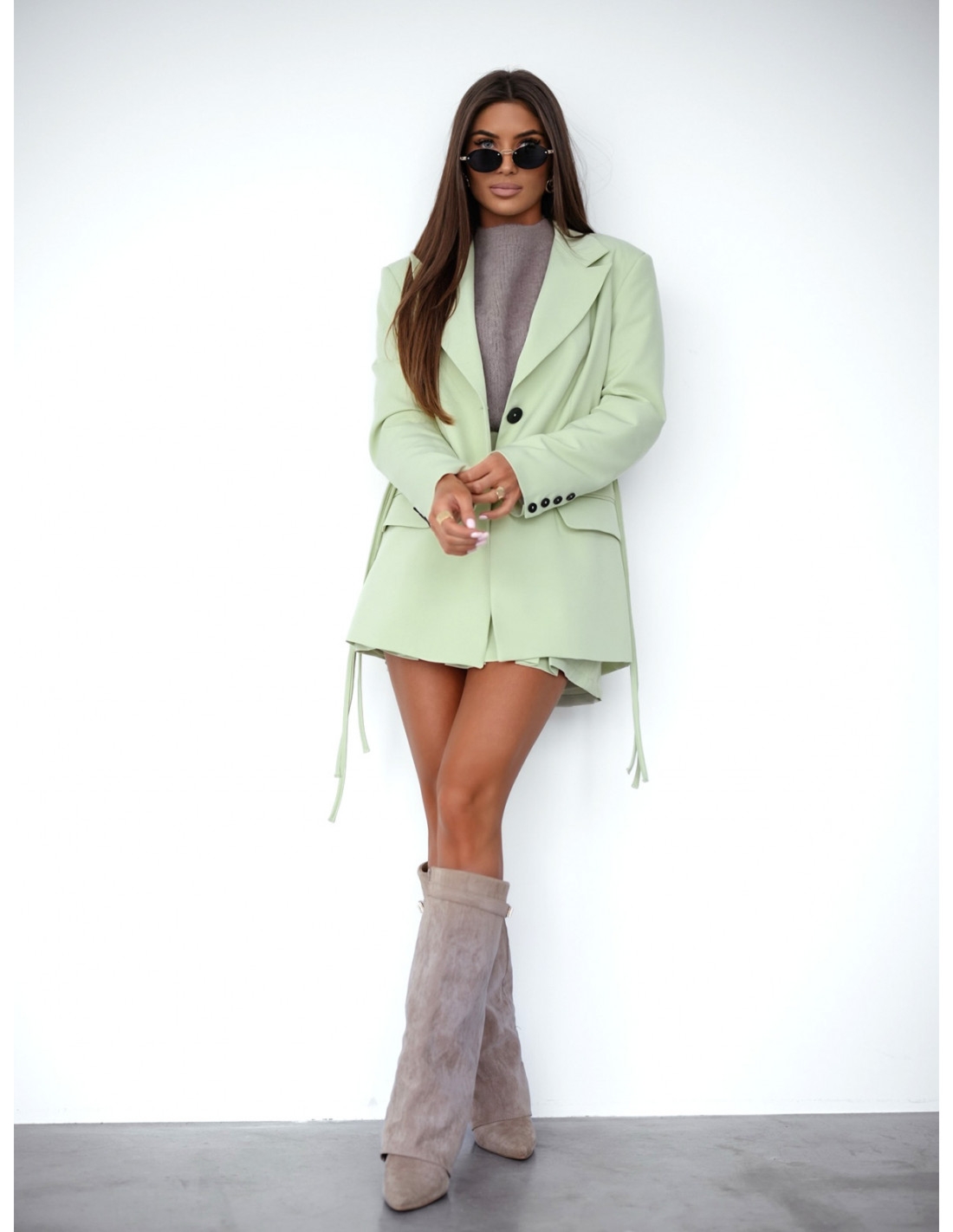 Marynarka oversize z wiązaniem AVIONA - miętowa