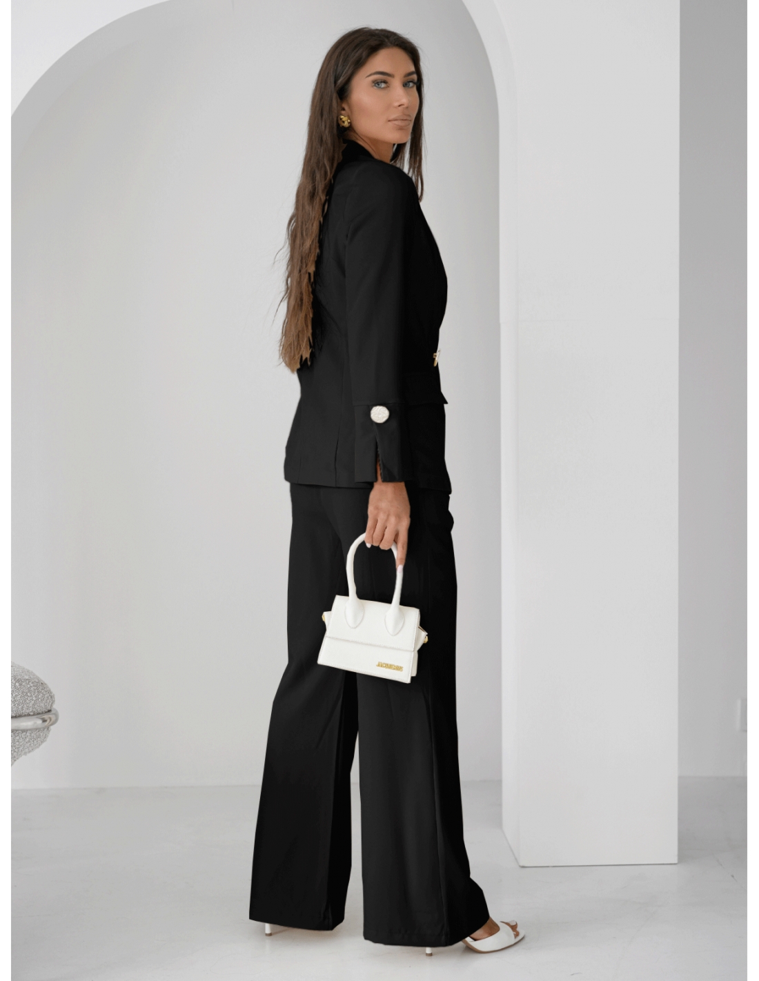 Komplet marynarka i szerokie spodnie KIZZY - czarny