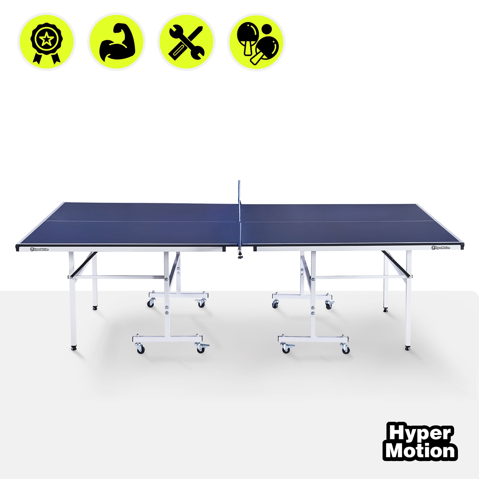 Składany stół do ping ponga na kółkach, Tenis stołowy HyperMotion – pełnowymiarowy 274 x 152,5 x 76 cm
