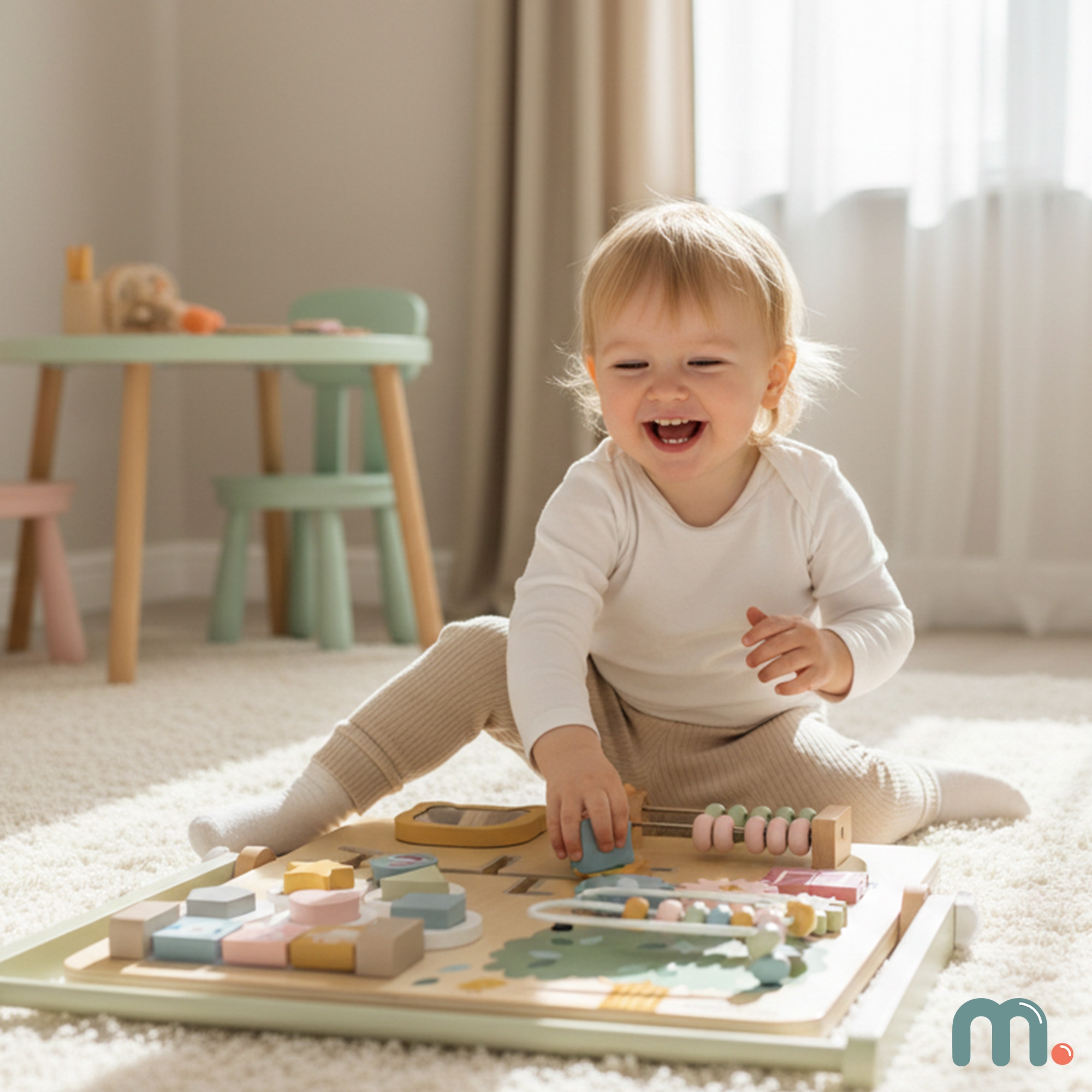 Drewniana Tablica Manipulacyjna Montessori 8 w 1 ze stojakiem Sensoryczna, Edukacyjna – Farma