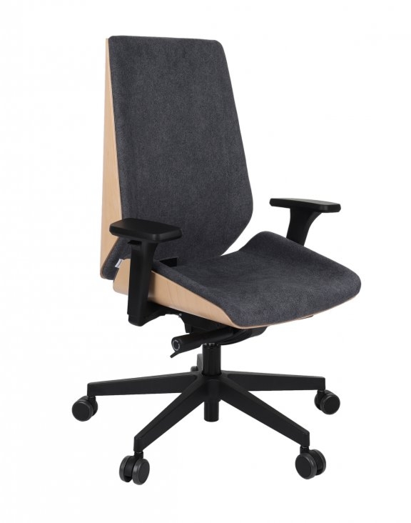 Grospol Fotel biurowy Moon Wood black tkanina Omega – 8 kolorów — OFICJALNY SKLEP Grospol