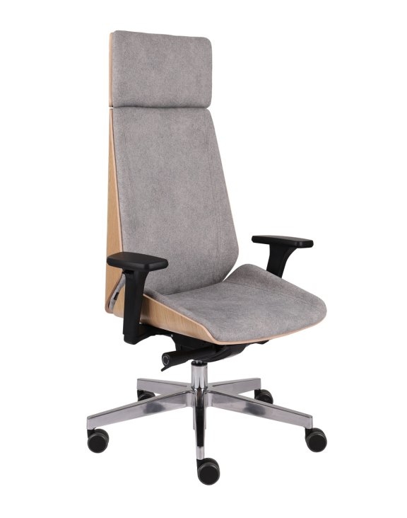Grospol Fotel biurowy Moon Wood HD chrom tkanina Strong - 8 kolorów