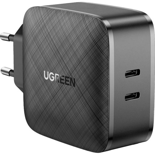 Image of Szybka ładowarka sieciowa do telefonu Ugreen 2x USB-C, PD 3.0, QC 3.0 / 4.0+, 66W, czarna