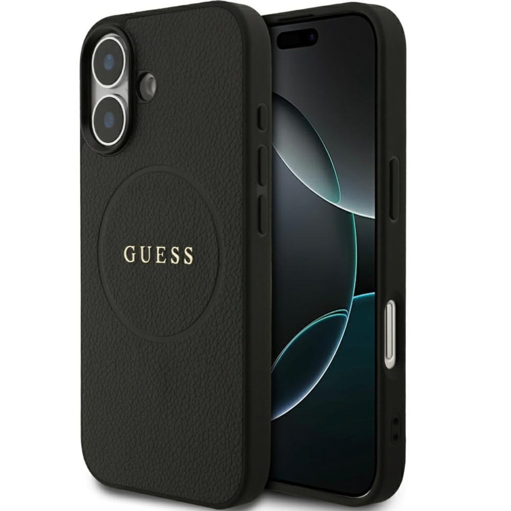 Etui Guess Hardcase Grained Ring do MagSafe do iPhone 17, czarne