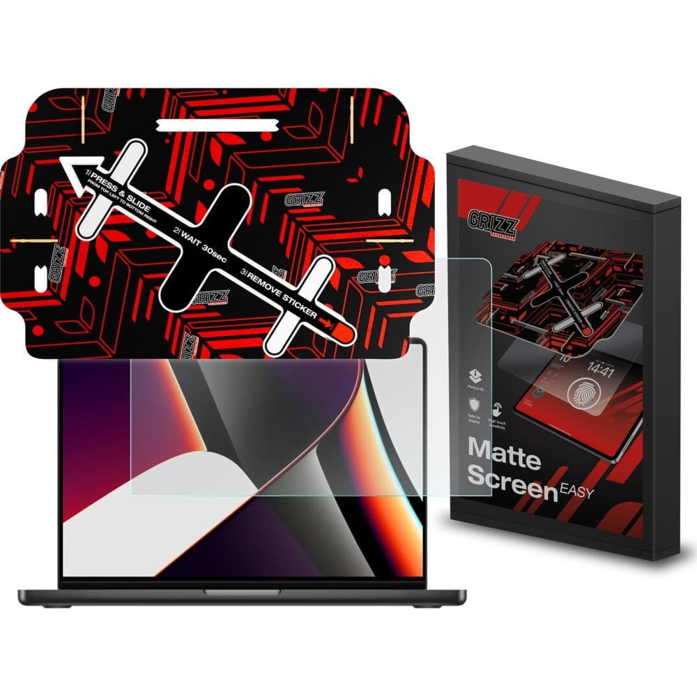 Folia matowa na ekran Grizz MateScreen Easy do MacBook Pro 16″ M4 2024 z ramką aplikacyjną