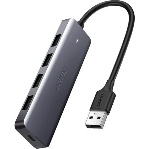 Image of HUB Ugreen rozdzielacz USB - 4x USB 3.2 Gen 1 z portem zasilania micro USB, szary