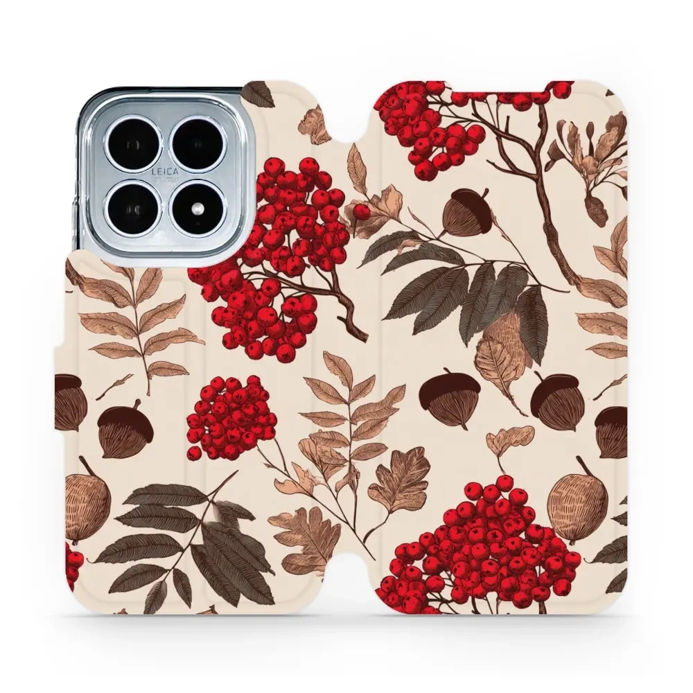 Etui z klapką do Xiaomi 17, Mobiwear Book, jarzębina na ecru