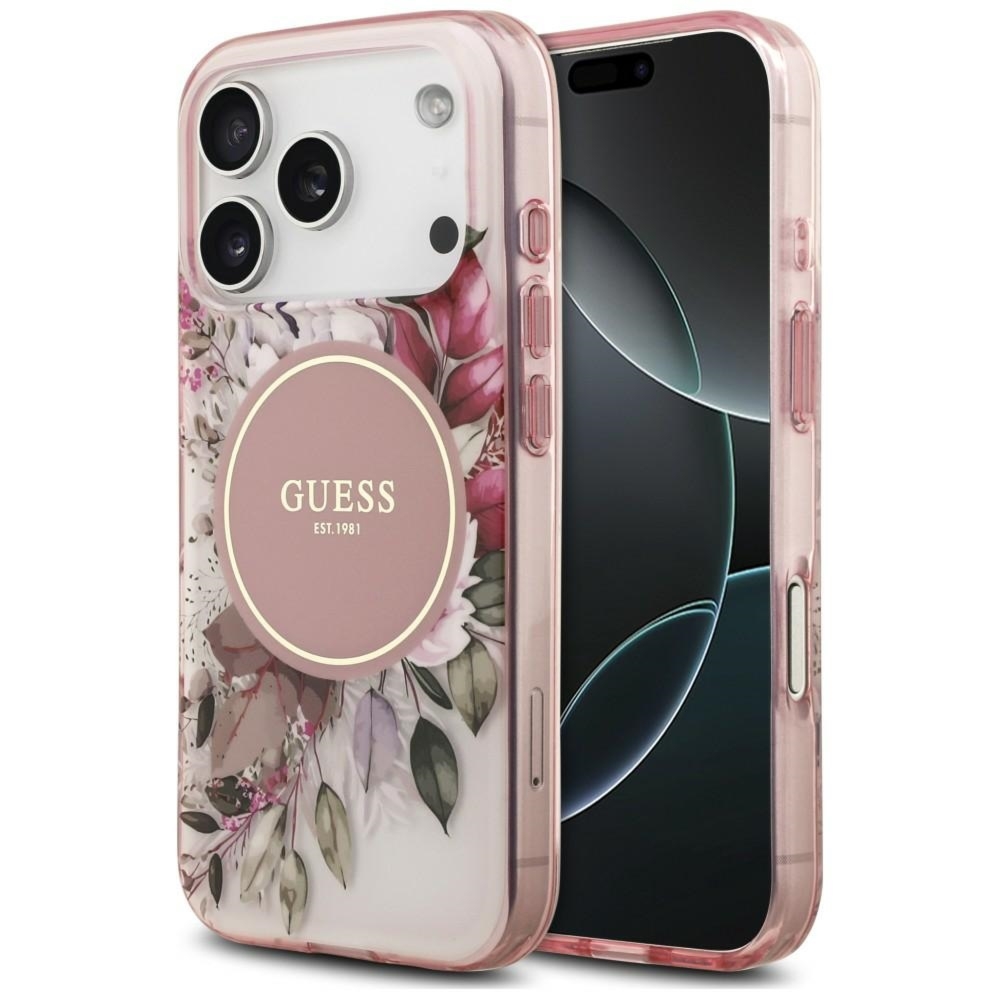 Etui Guess IML Flower & Tonal Circle do iPhone 18 Pro Max / 17 Pro Max, różowe