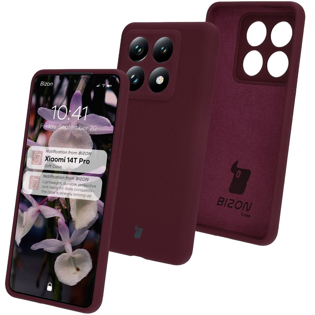 Image of Silikonowe etui Bizon Soft Case do Xiaomi 14T Pro, ciemnofioletowe