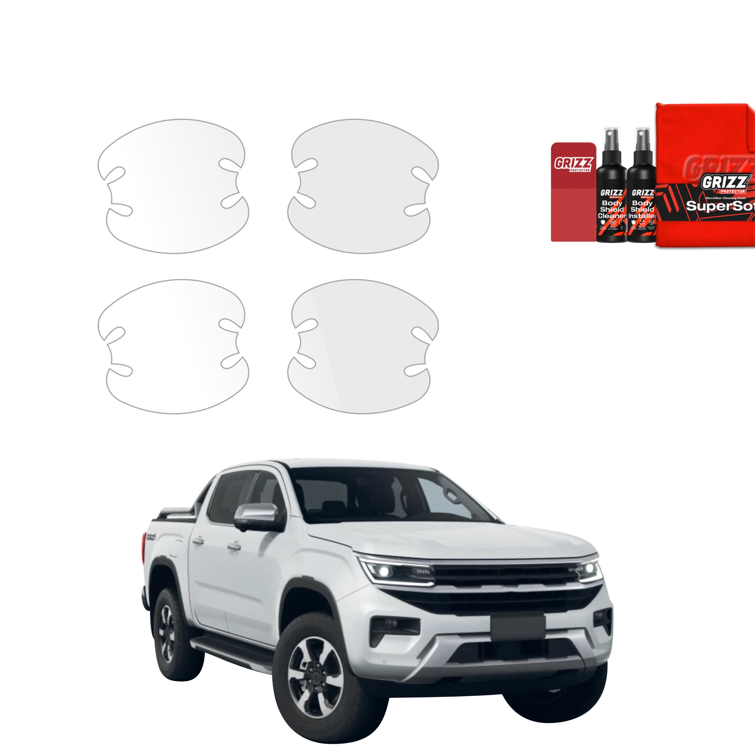 4w1 Bezbarwna folia ochronna Grizz Protector pod klamki Volkswagen Amarok (2023-2026)
