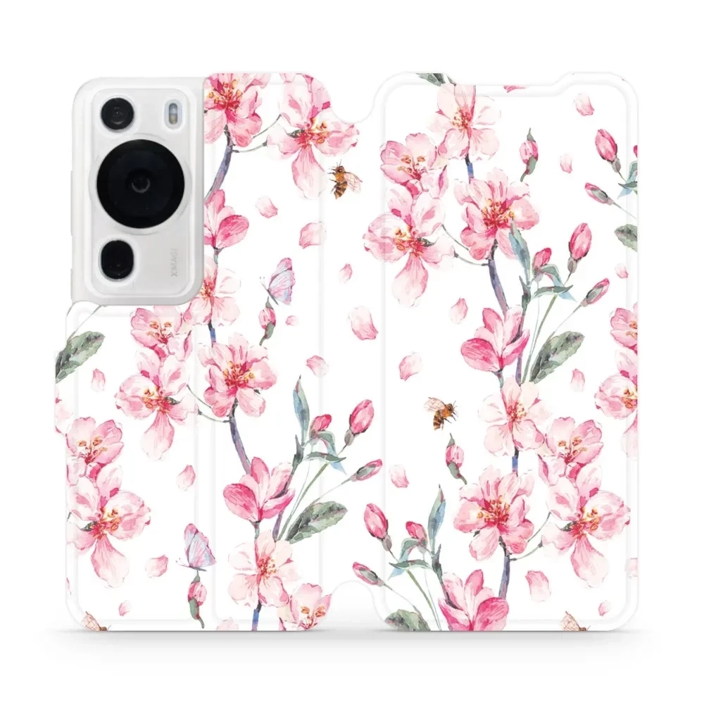 Etui z klapką do Huawei P60 Pro, Mobiwear Book, różowa wiosna