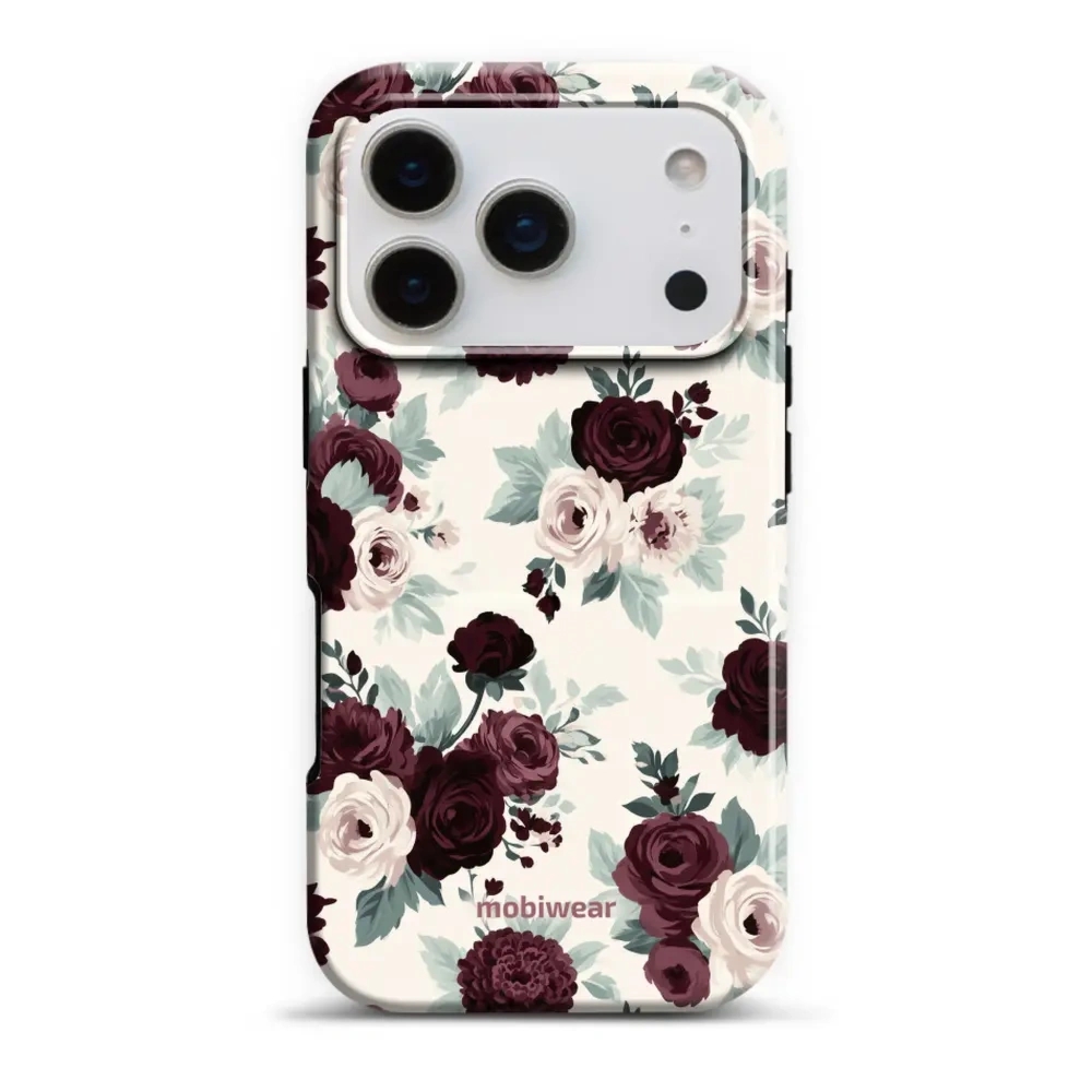 Etui ochronne do iPhone 17 Pro, Mobiwear Elite Pro MagSafe, róże z szałwią na kremie