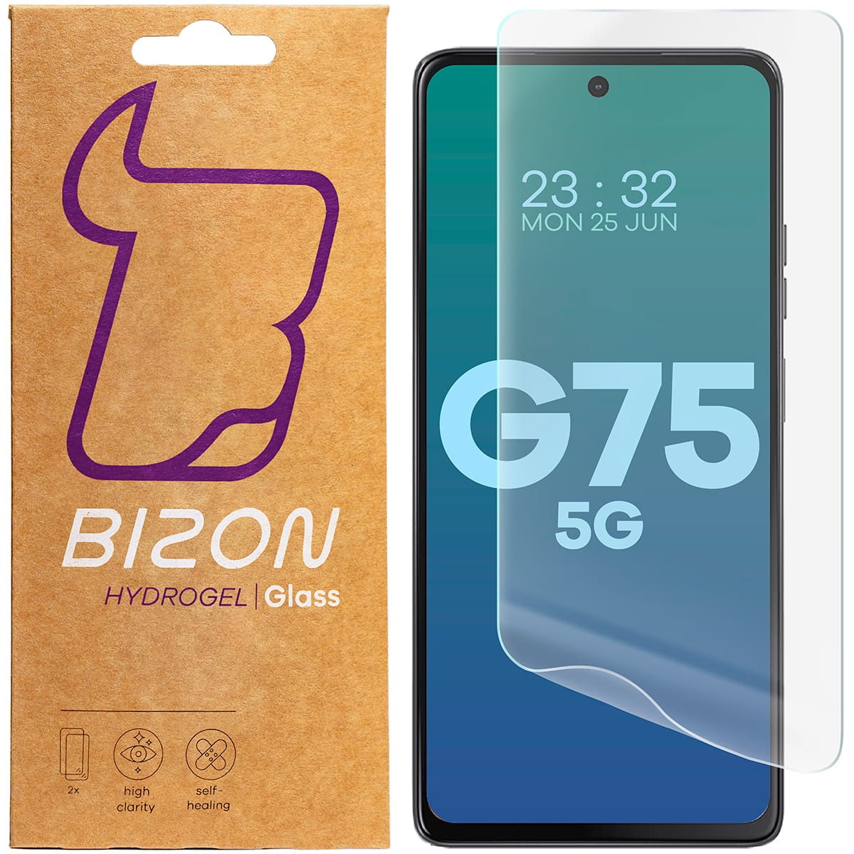 Image of Folia hydrożelowa na ekran Bizon Glass Hydrogel Front do Motorola Moto G75 5G, 2 sztuki