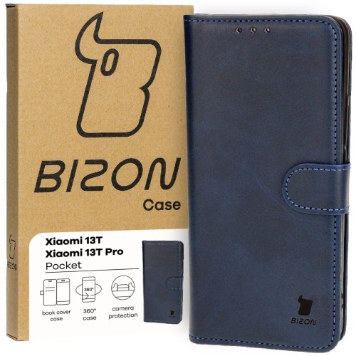 Image of Etui z klapką Bizon Case Pocket do Xiaomi 13T Pro / 13T, granatowe