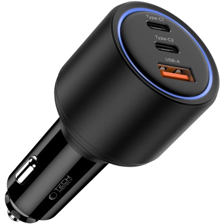 OUTLET: Ładowarka samochodowa 175W, Tech-Protect CC04, 2x USB-C PD, 1x USB-A, czarna