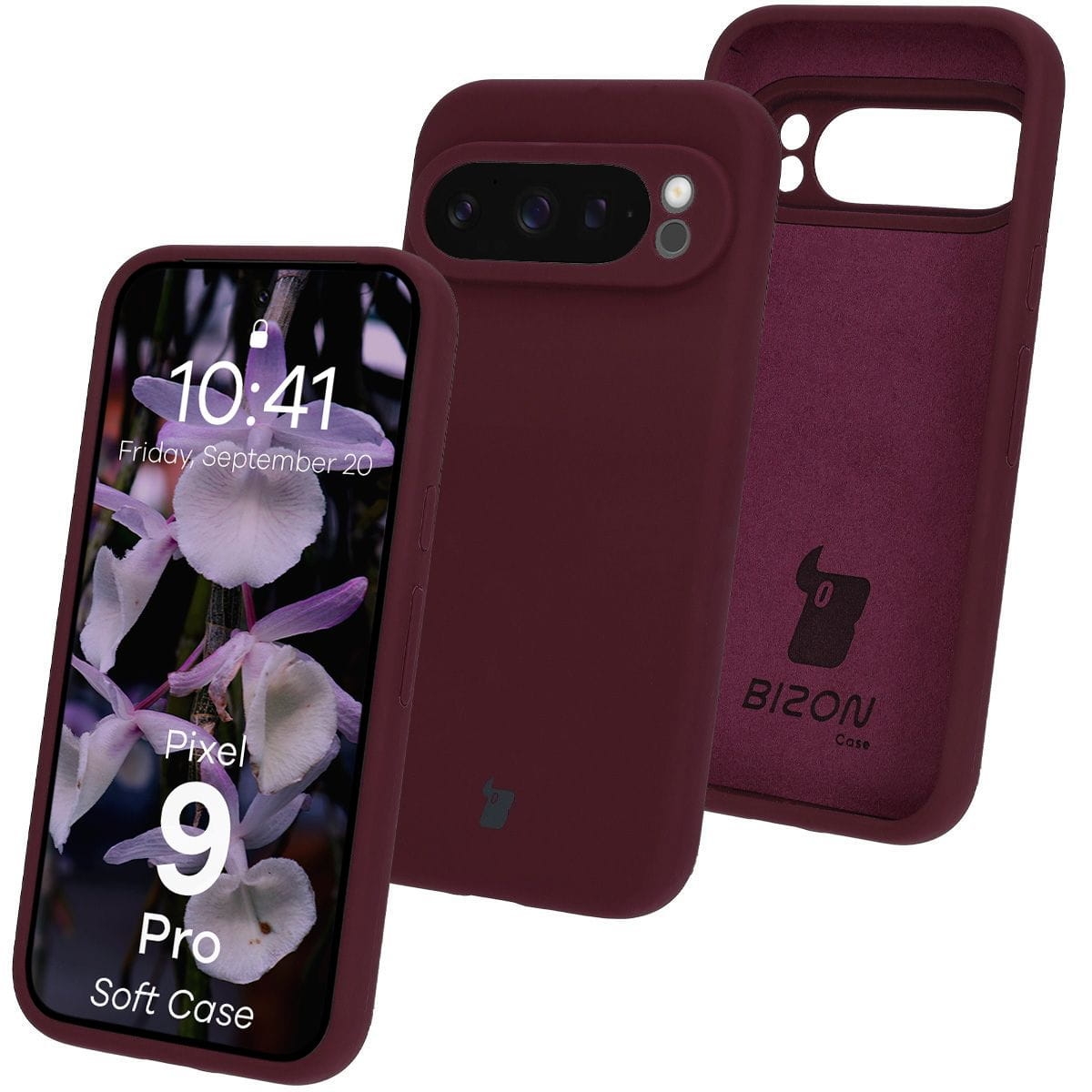 Image of Silikonowe etui Bizon Soft Case do Google Pixel 9 Pro, ciemnofioletowe