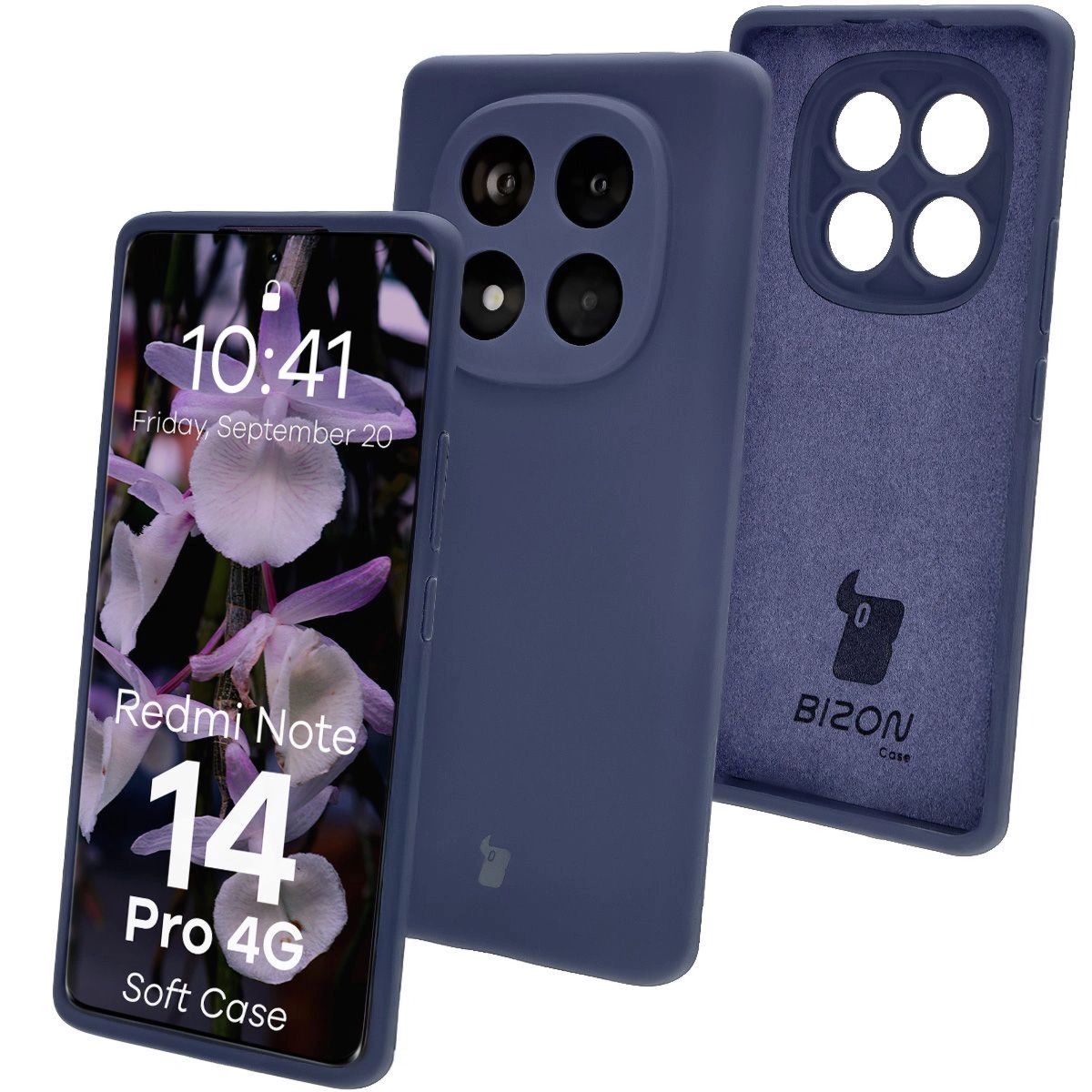 Silikonowe etui Bizon Soft Case do Xiaomi Redmi Note 14 Pro 4G, ciemnoniebieskie