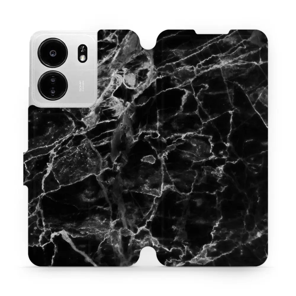 Etui z klapką do Xiaomi Poco C65, Mobiwear Book, czarny marmur