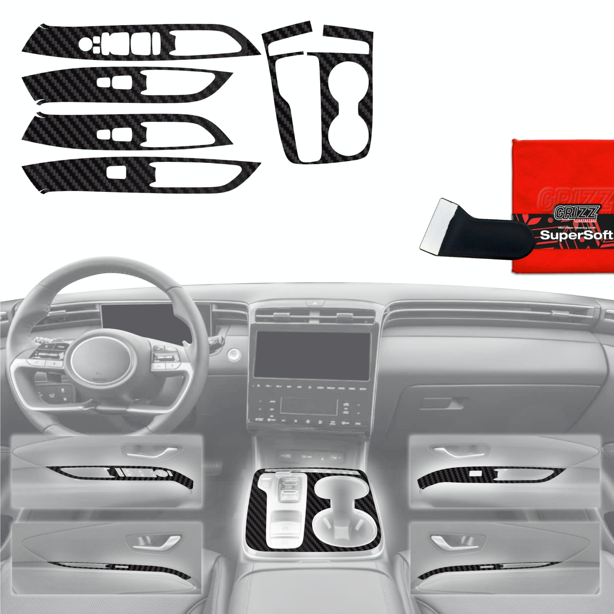 OUTLET: Folia do wnętrza Hyundai Tucson N-Line (2021-2024) Grizz Protector 5w1 Karbonowa Antyodciskowa