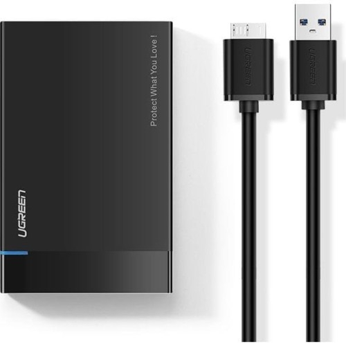 Image of Kieszeń na dysk HDD SSD Ugreen obudowa dysku SATA 2,5'' USB 3.2 Gen 1 (5 Gbps) micro USB SuperSpeed + kabel 0,5 m, czarna