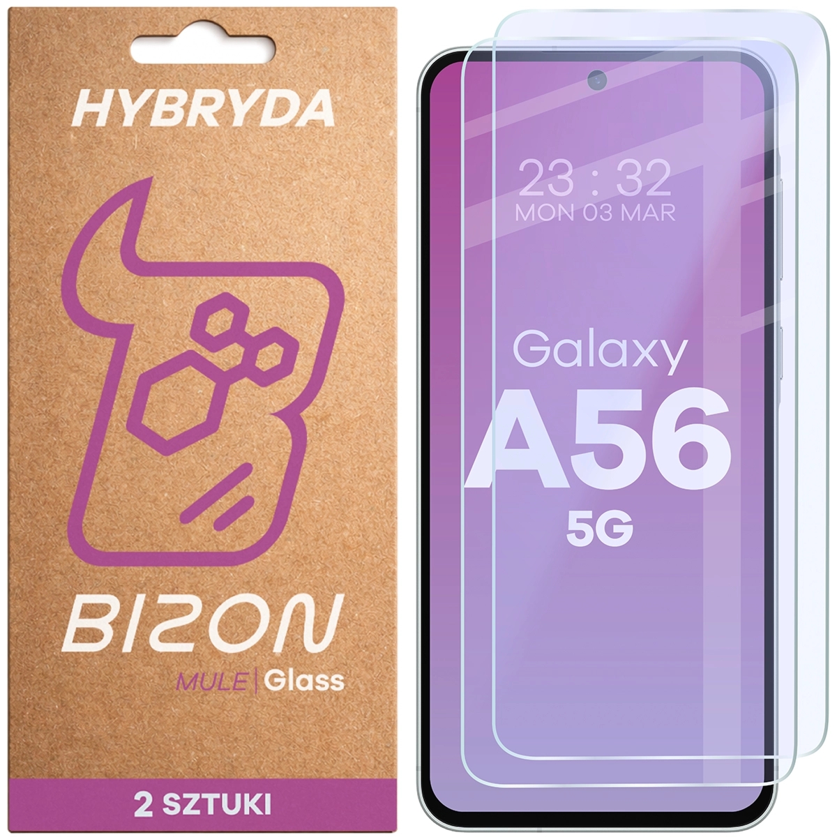 Elastyczne szkło hybrydowe Bizon Hybrid Mule Duo do Galaxy A56 5G, 2 sztuki