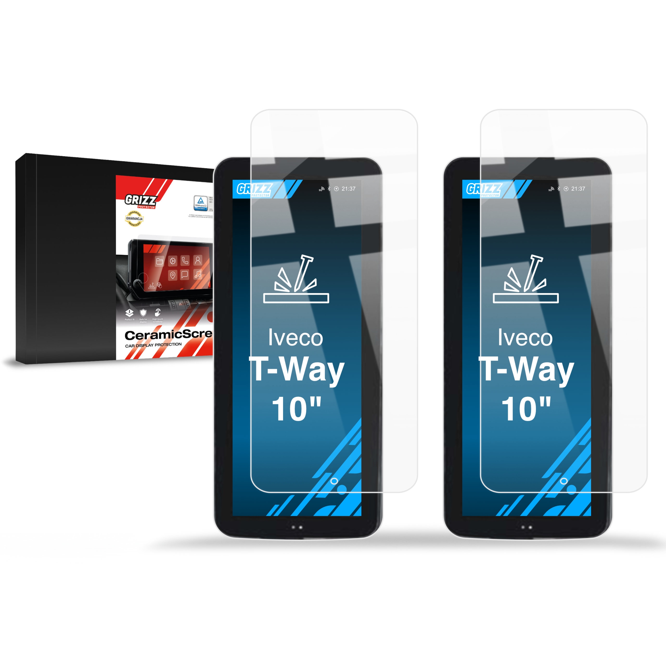 2w1 Folia ceramiczna Grizz Protector na ekran IVECO T-Way 10″ Mirrors (2024-2026)