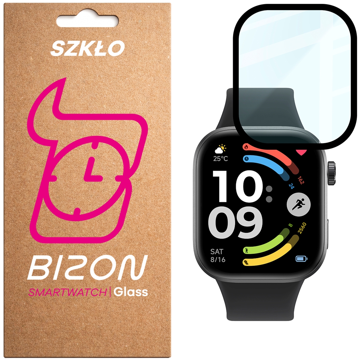 Szkło hybrydowe Bizon Watch Glass Edge Hybrid dla Xiaomi Redmi Watch 6, czarne