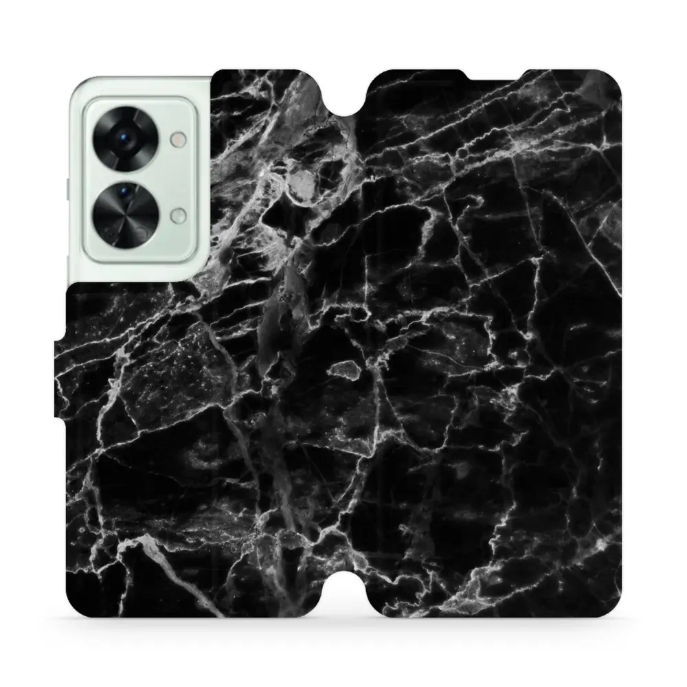 Etui z klapką do OnePlus Nord 2T, Mobiwear Book, czarny marmur
