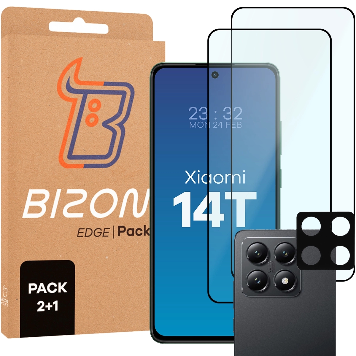 Image of 2x Szkło + szybka na aparat Bizon Edge 2 Pack do Xiaomi 14T