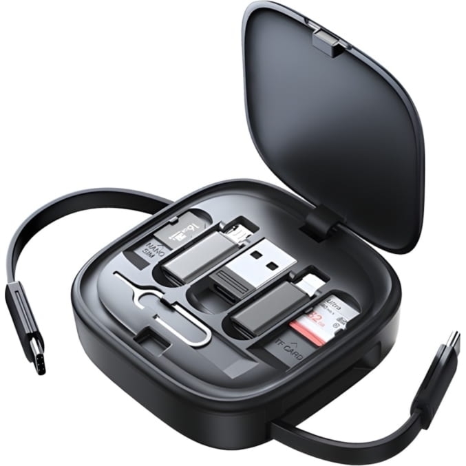 OUTLET: Kabel rozwijany 3w1 USAMS US-SJ650 MicroUSB/USB-C/Lightning 60W, szary