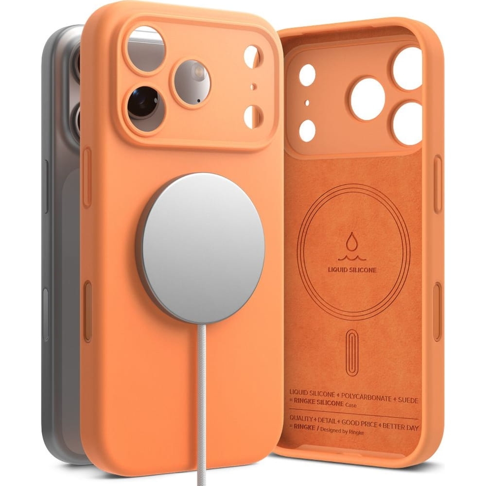 Etui Ringke Silicone Magnetic CC do MagSafe do iPhone 17 Pro Max, pomarańczowe