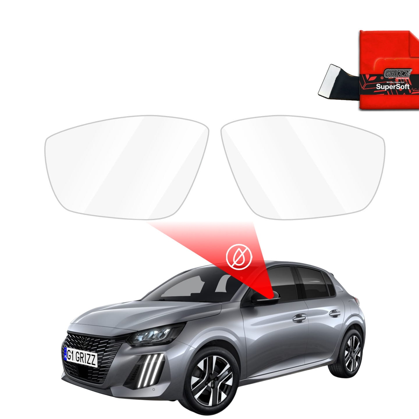Folia przeciwdeszczowa Grizz Protector na lusterka do Peugeot 208 2 (2019-2026)